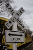 Railroad crossing sign at Glenrock Stop